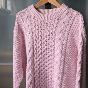 Pretty In Pink Cable Knit Sporting Life 1979 Sweater - XL